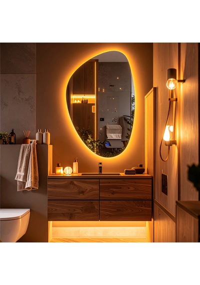 Fracturavision Amber Led'li Lavabo & Banyo Aynası Dokunmatik Sensörlü 70 X 45 Turuncu