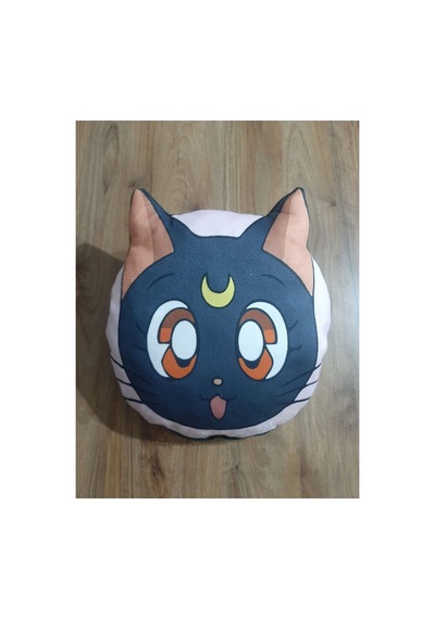 Sailor Moon Cat Luna Desen Şekilli Tasarım Karakter Yastık Sıyah