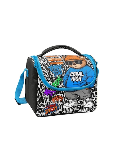 Coral High Erkek Çocuk Siyah Mavi Grafiti Ayıcık Baskılı Isı Yalıtımlı Beslenme Çantası 37150 Mavi - Siyah