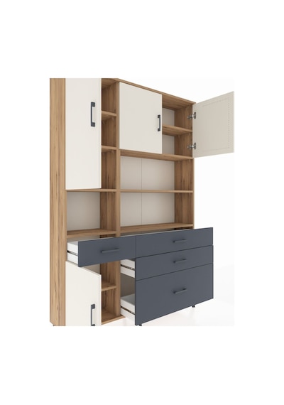Arges Dolap 9 Raflı 4 Çekmeceli 4 Kapaklı 132x30x195 Çam-aytaşı/antrasit Aytası/antrasıt Arges Dolap 9 Raflı 4 Çekmeceli 4 Kapaklı 132x30x195 Çam-aytaşı/antrasit Aytası/antrasıt
