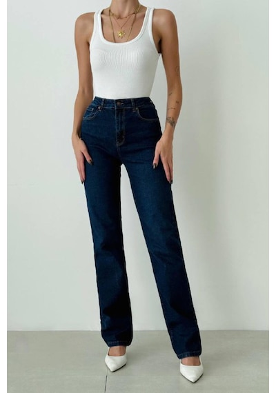 Lacarino 7817 Lady Xl Kadın Jean Pantolon Dark Blue
