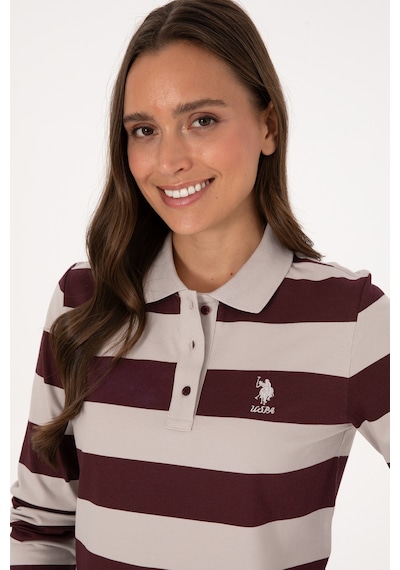 U.S. Polo Assn. Kadın Bordo Çizgili Polo Yaka Sweatshirt 50314207-VR177 U.S. Polo Assn. Kadın Bordo Çizgili Polo Yaka Sweatshirt 50314207-VR177