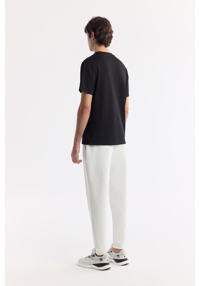Avva Erkek Siyah Bisiklet Yaka Baskılı Bi-stretch İnterlok Regular Fit T-shirt A51y1132