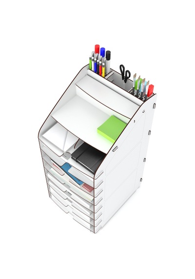 Design Otto Tower Masaüstü Organizer 10 Kat A4 Evrak Rafı 6 Renk Ceviz