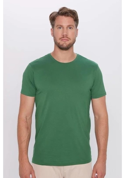 Tudors Unisex 5'li Paket Siyah-beyaz-füme-vizon-yeşil Slim Fit Dar Kesim %100 Pamuk Bisiklet Yaka Tişört-34886 Multi