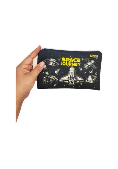 Uzay Mekiği Space Shuttle Desenli Kalem Kutusu Yıkanabilir Bez Kalemlik Genel