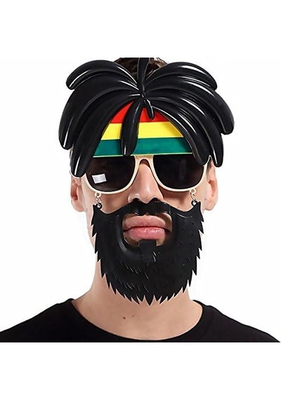 Rasta Peruklu Rasta Sakallı Bıyıklı Parti Gözlüğü 27x18 Cm Çok Renkli