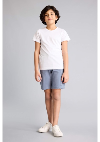 Defacto Regular Fıt Sweatshirt Kumaşı Şort Erkek Çocuk B5868A825HS Gri