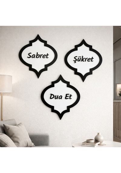 Sabret Şükret Dua Et Temalı 3 Adet Duvar Süsü No 27