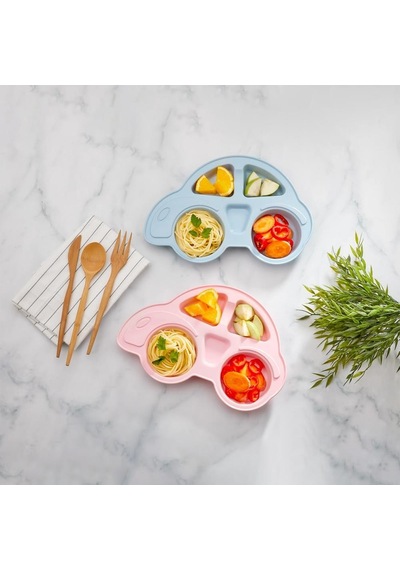 Hometarz Plastik Mama Tabağı 4 Bölmeli Pratik Bebek Yemek Tabağı Çocuk Kahvaltı Tabağı Bpa İçermez 001