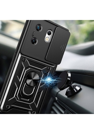 Zore İnfinix Zero 30 4g Kılıf Magnetik Standlı Kamera Korumalı Sürgülü Vega Kapa Mavi