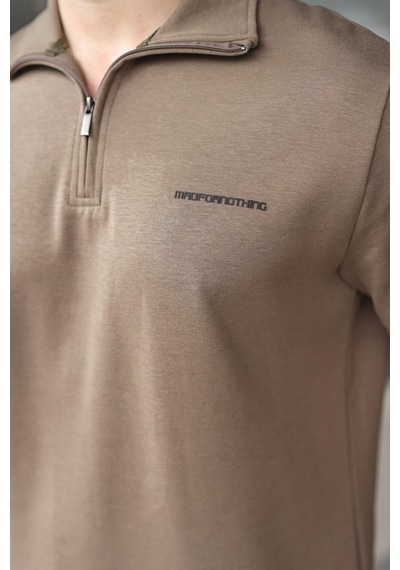 Madmext Haki Yarım Fermuarlı Polo Yaka T-shirt Şort Takım E7348 Haki