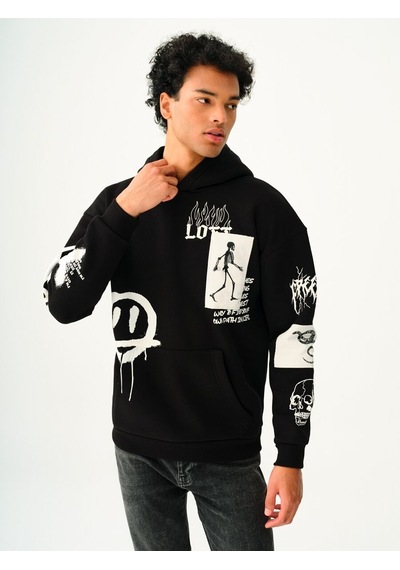 LOFT Oversize Erkek Sweatshirt Lf2037224 Q1.v1 Siyah