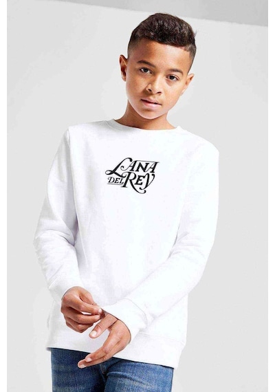 Tshirthane Lana Del Rey Logo Baskılı Unisex Çocuk Beyaz Sweatshirt