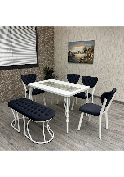 Akuamarin Mutfak Yemek Masası Takımı- 6 Kişilik Mutfak Masa Sandalye Takımı- Mutfak Masası Takımı Beyaz Akuamarin Mutfak Yemek Masası Takımı- 6 Kişilik Mutfak Masa Sandalye Takımı- Mutfak Masası Takımı Beyaz