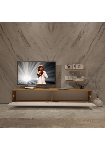 Decoraktiv Eko 4 Mdf Std Gold Tv Ünitesi Tv Sehpası Pera - Beyaz