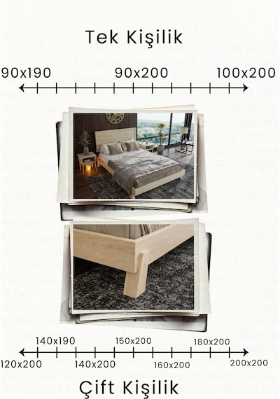Hüma Yatay Başlıklı Masif Ahşap Karyola Beyaz 100x200