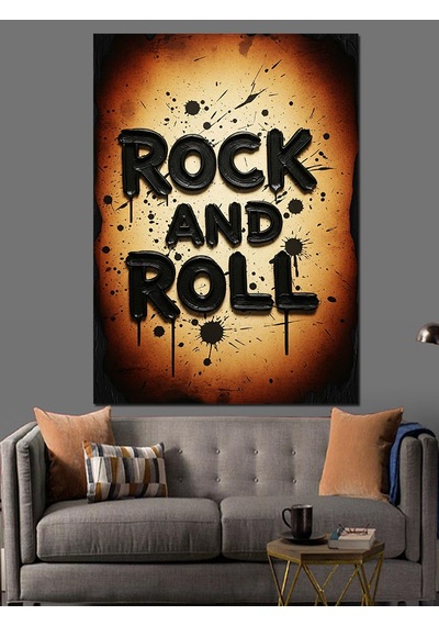 Ahşap Tablo Rock And Roll Graffiti Yazısı