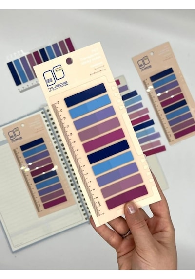 10 Renkli Cetvelli Pastel Mavi Ve Mor Tonları İndeks Sticker/index/post-it/postit/kitap Ayracı/