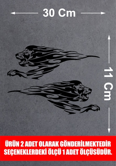 Aslan Sticker 2 Adet - Araba Oto Motosiklet Karavan Cam Sticker - 00109 30X11 Cm