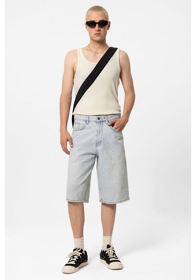 Vamos Oversize Bermuda Denim Şort 40-641 Mavı Renk-2