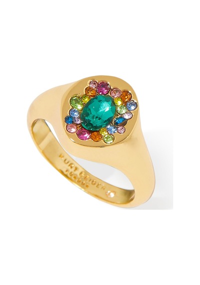 Regency Signet Ring 1.8x1.5 Cm, Renkli Modern Signet Yüzük Zarif Tasarım Altın