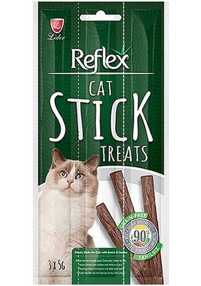 Reflex Stick Av Hayvanlı ve Kaz Etli Tahılsız Kedi Ödül Çubuğu 3 x 5 G