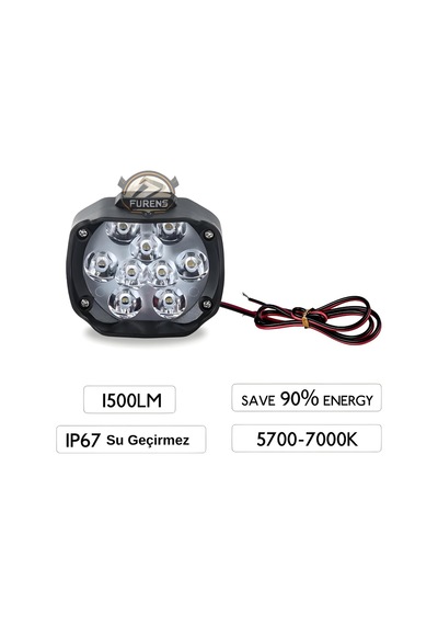 9 Led Motosiklet Farları Parlak Beyaz Işık 15000 Lümen Led Scooter Spot Işığı Motosiklet Sis Lambası 2 Adet