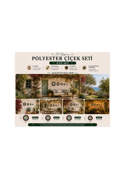 Çiçek Polyester Çiçek 4 Lü Set Kiremit