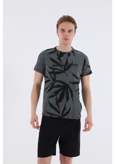 Maraton Sportswear Regular Erkek Bisiklet Yaka Kısa Kol Beach Siyah T-Shirt 20603-Siyah
