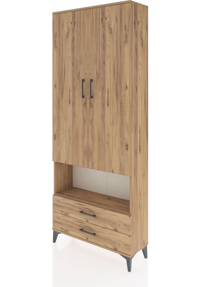 Arges Dolap 4 Raflı 2 Çekmeceli 2 Kapaklı 88x30x221 Çam-çam Atlas Çam