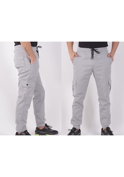 Black Steel Bel -Paça Lastikli Yanları Kargo Cepli Pantolon-19000