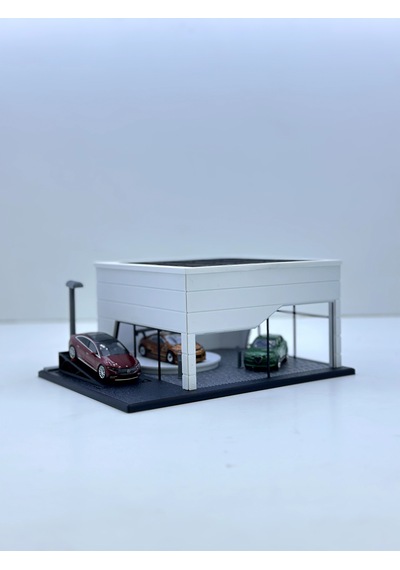 1/64 Ölçekli Beyaz Renkli Showroom Tasarımlı Diorama Araç Sergileme Garajı 3d Baskı