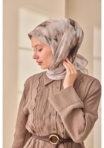 Silk Home Olinda İpek Eşarp 47004-01 Gri, Koyu Vizon, Mor, Koyu Yeşil
