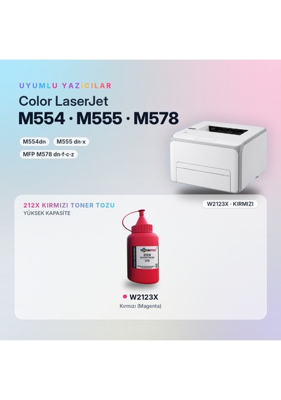 Hp 212x W2123x Toner Tozu Kırmızı 275gr / Color Laserjet Enterprise M554 / M555 / Mfp M578