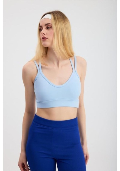 Sırt Çapraz Askılı Crop Bluz - S504567 Mavi