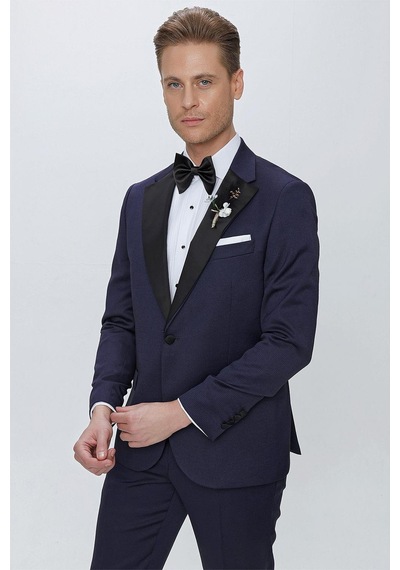 Efor Black 062 Slim Fit Çıkarılabilir Saten Yaka Lacivert Damatlık Smokin Takım Lacivert Efor Black 062 Slim Fit Çıkarılabilir Saten Yaka Lacivert Damatlık Smokin Takım Lacivert