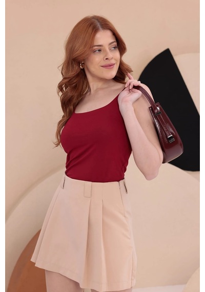 Bbbutikbasic Kare Yaka Esnek Atlet Bluz Hkn34 Kırmızı