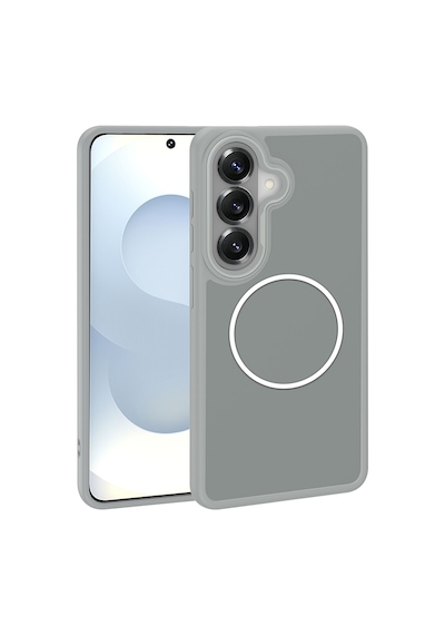 Maks Technology Galaxy Uyumlu S26 Plus Kılıf M-safe Şarj Özellikli Metal Kamera Çerçeveli Mkst Sanremo Silikon Kapak - Gri