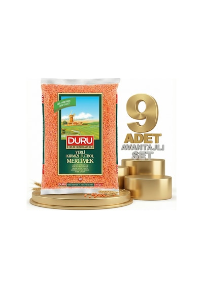 Duru Kırmızı Futbol Mercimek 9x1 Kg