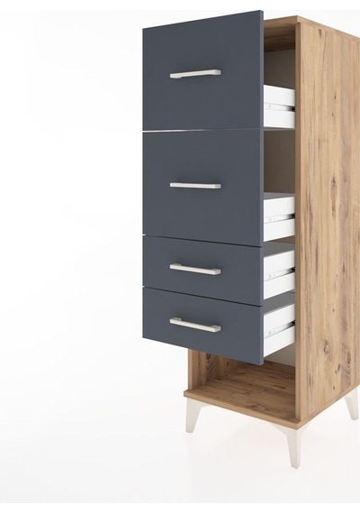 Hyperion Dolap 4 Çekmeceli 44x44x134 Çam-antrasit Atlas Çam