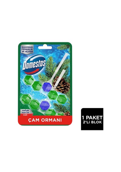 Wc Blok 5'li Güç Çam Ferahlığı 600 Sifona Kadar Güçlü Temizlik 110 Gr İkili Paket