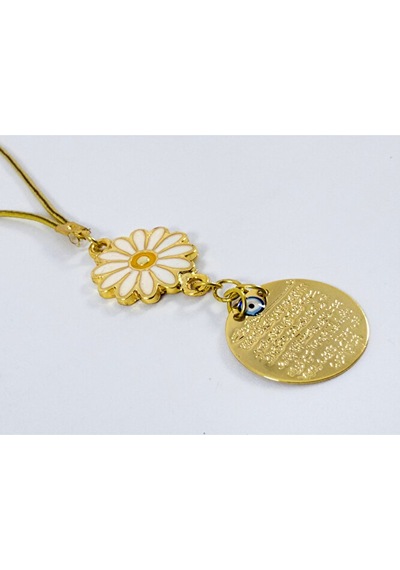 Metal Ayetel Kürsi Papatyalı Araba Dikiz Ayna Süsü El Yapımı Lüks