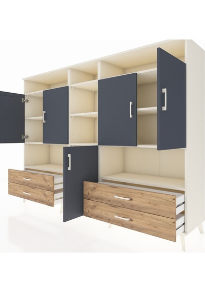 Hyperion Dolap 12 Raflı 4 Çekmeceli 5 Kapaklı 220x44x163 Aytaşı-a Aytaşı-antrasit/çam Hyperion Dolap 12 Raflı 4 Çekmeceli 5 Kapaklı 220x44x163 Aytaşı-a Aytaşı-antrasit/çam