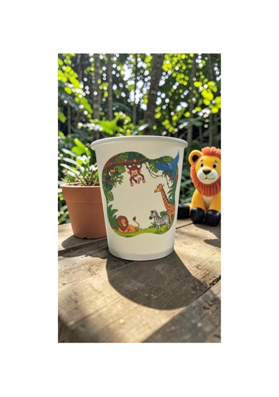 Hayvan-orman-amazon-zoo Doğumgünü Parti Temalı Tek Kullanımlık 7 Oz 100 Adet Karton Bardak 1