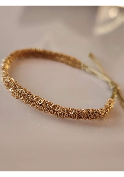 Zincir Dokuma Kordon El Yapımı Otantik Altın Kaplama Gold Renkli Bileklik