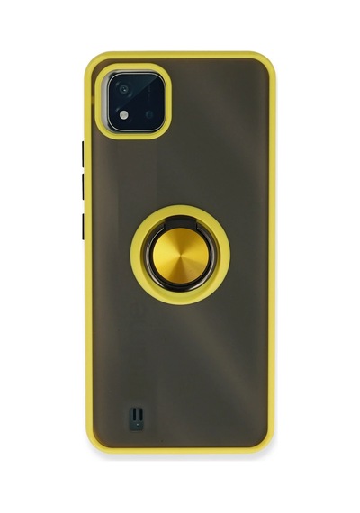 Newface - 744 - Realme C11 2021 Kılıf Montreal Yüzüklü Silikon Kapak - Csmo-tex - - Sarı