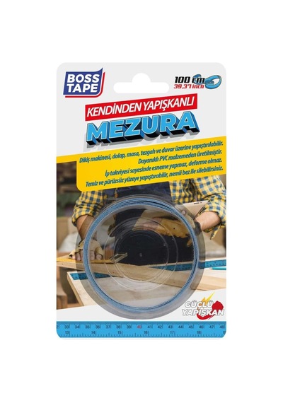 Boss Tape Kendinden Yapışkanlı İp Takviyeli Terzi Metresi - 100cm Mezura