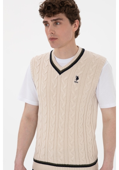 U.s. Polo Assn. Erkek Krem Süveter 50295889-vr071 Krem