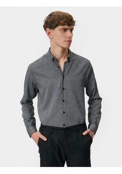 Koton Slim Fit Gömlek Klasik Yaka Uzun Kollu Düğmeli Antrasit 4sam60023hw Antrasit